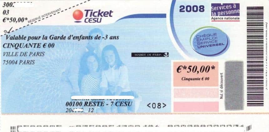 Chèque CESU préfinancé accepté par Nounou 19